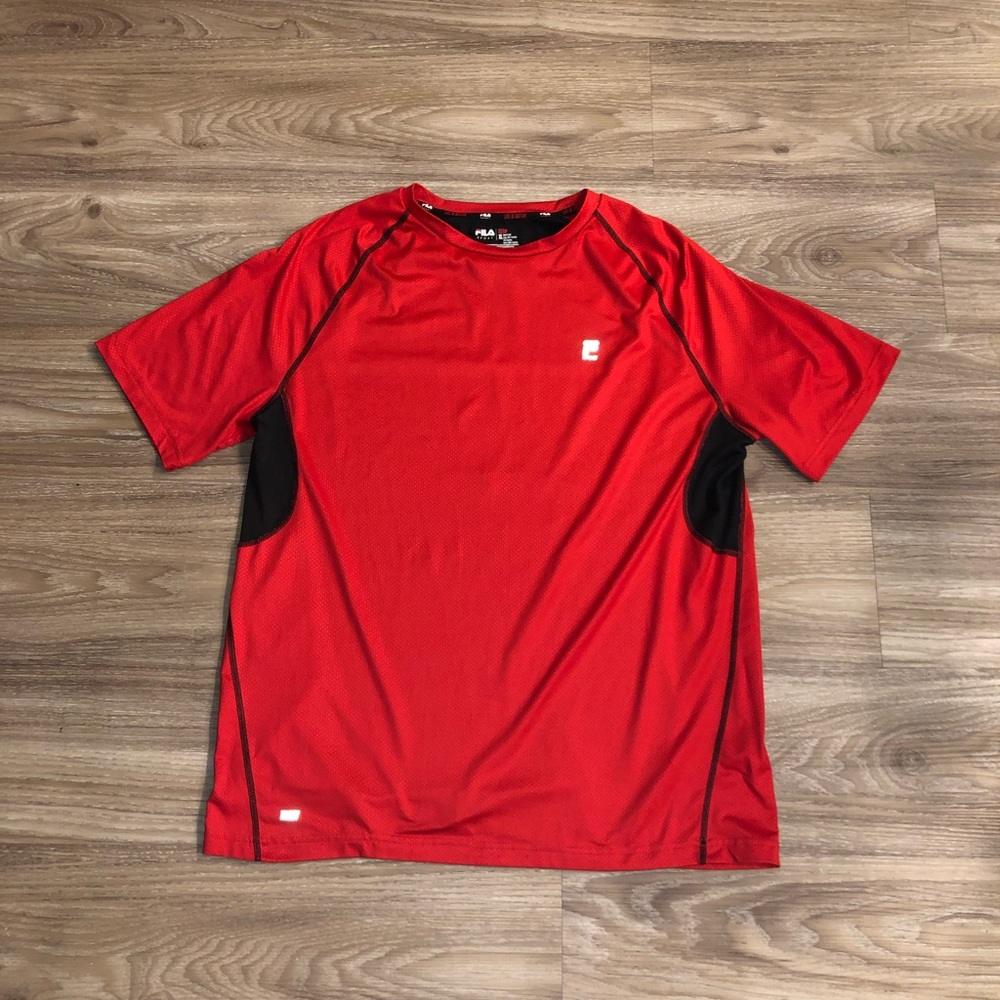Red & Black FILA Sport Fitted T-Shirt